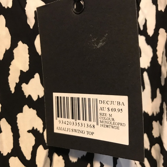 Black & White Decjuba Top Size M Leopard Print Hi Low - Picture 4 of 4